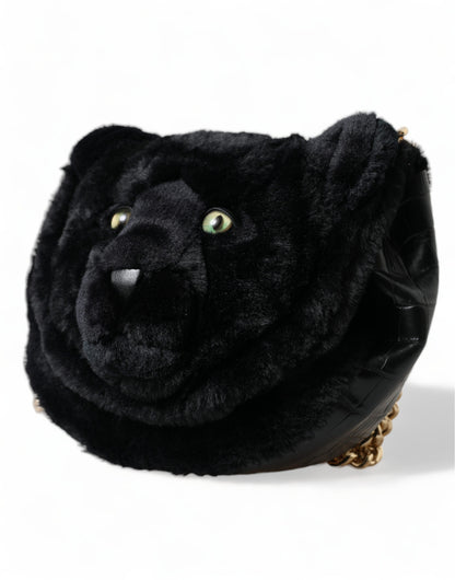 Dolce & Gabbana Exquisite Croc-Embossed Panther Shoulder Bag