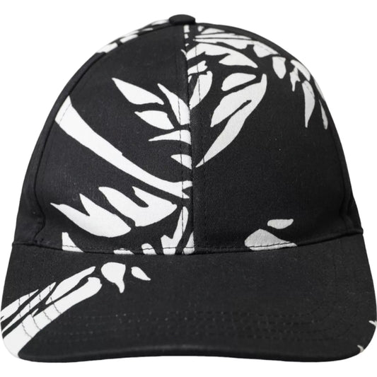 Dolce & Gabbana Black Cotton Leaf Print Baseball Hat