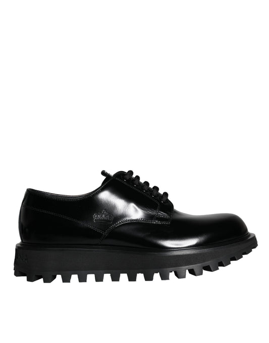 Dolce & Gabbana Black Calf Leather Derby Formal Dress Shoes