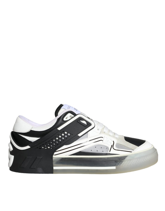 Dolce & Gabbana Black Silver Custom 2.Zero Low Top Sneakers Shoes