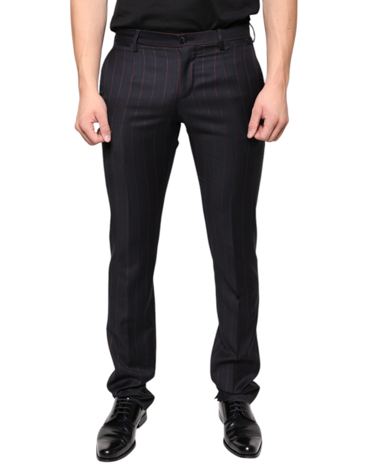 Dolce & Gabbana Black Stripes Skinny Men Dress Pants