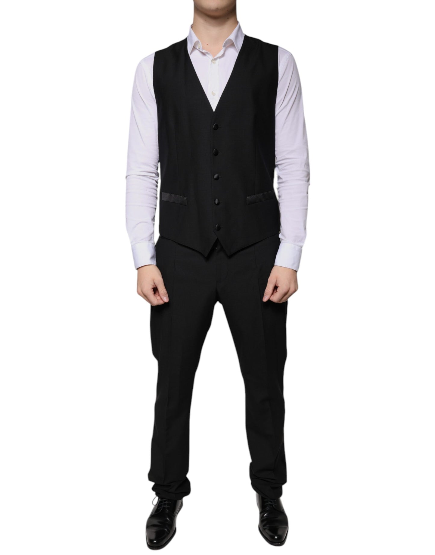 Dolce & Gabbana Black Wool 3 Piece Slim Fit Formal Suit