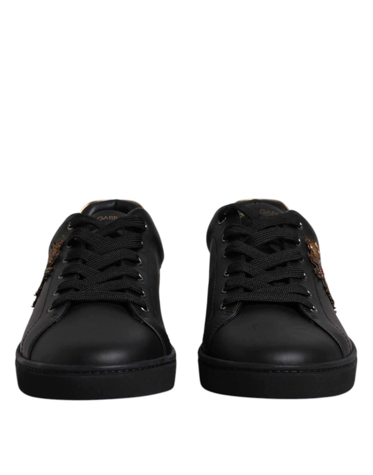 Dolce & Gabbana Black Leather London Heart Men Sneakers Shoes