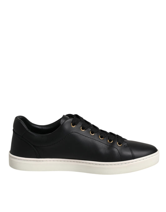 Dolce & Gabbana Black Leather Logo London Sneaker Shoes