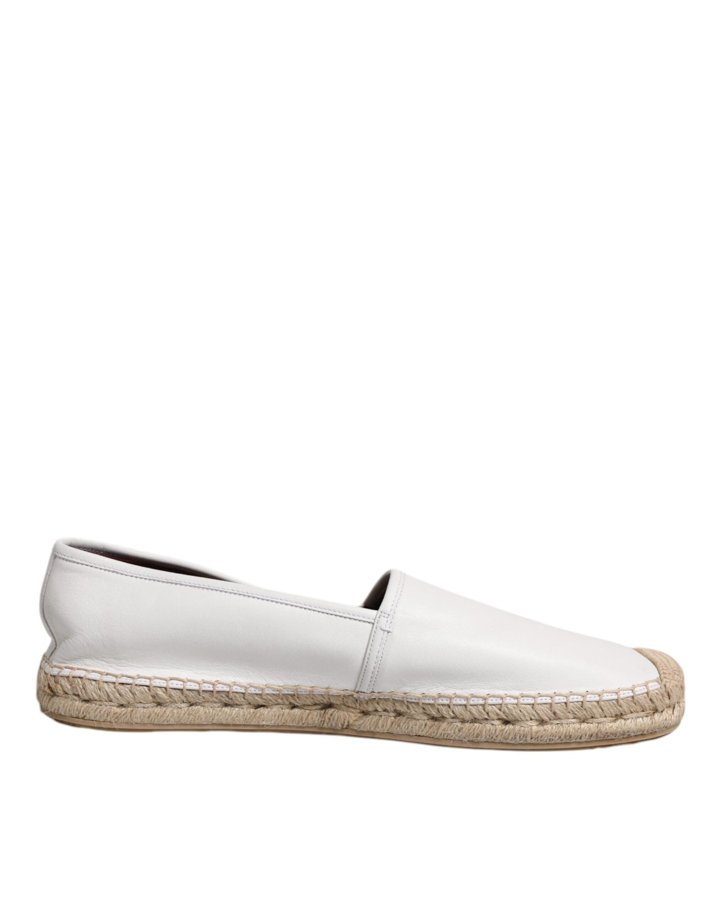 Dolce & Gabbana White Calfskin Leather Men Espadrilles Shoes