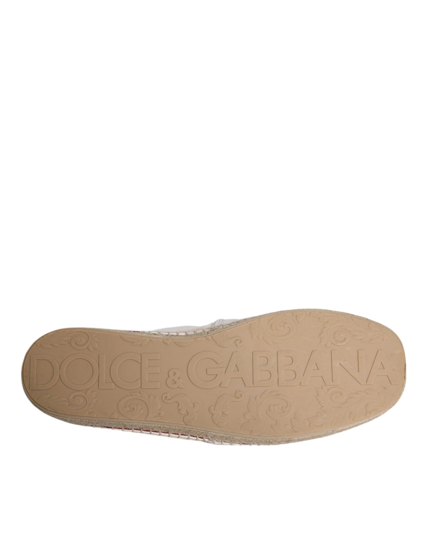 Dolce & Gabbana White Calfskin Leather Men Espadrilles Shoes