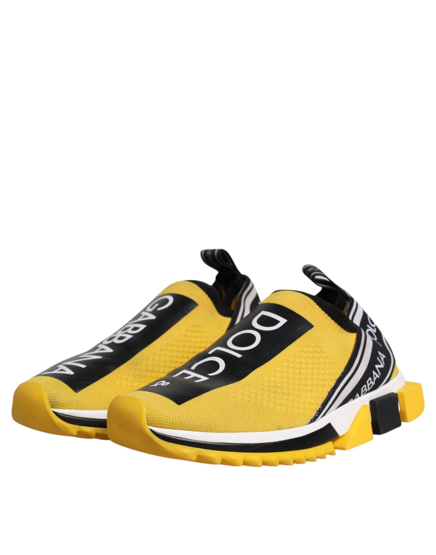 Dolce & Gabbana Yellow Black Slip On Sorrento Sneaker Shoes