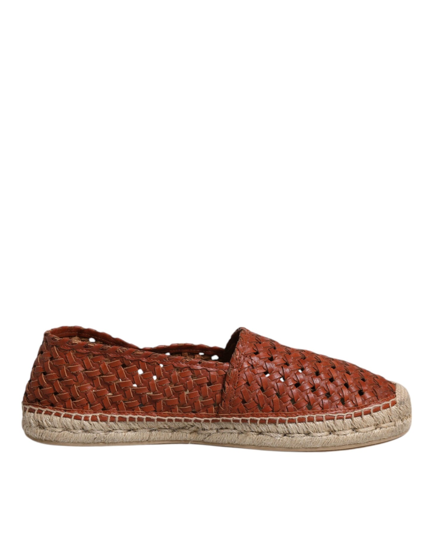 Dolce & Gabbana Maroon Woven Leather Men Espadrille Shoes