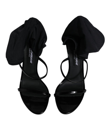 Dolce & Gabbana Black Logo Plaque Sock Style KEIRA Sandals Shoes