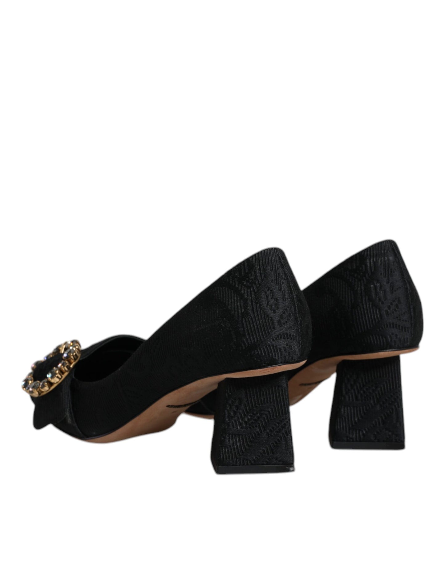 Dolce & Gabbana Black Brocade Crystals Heels Pumps Shoes