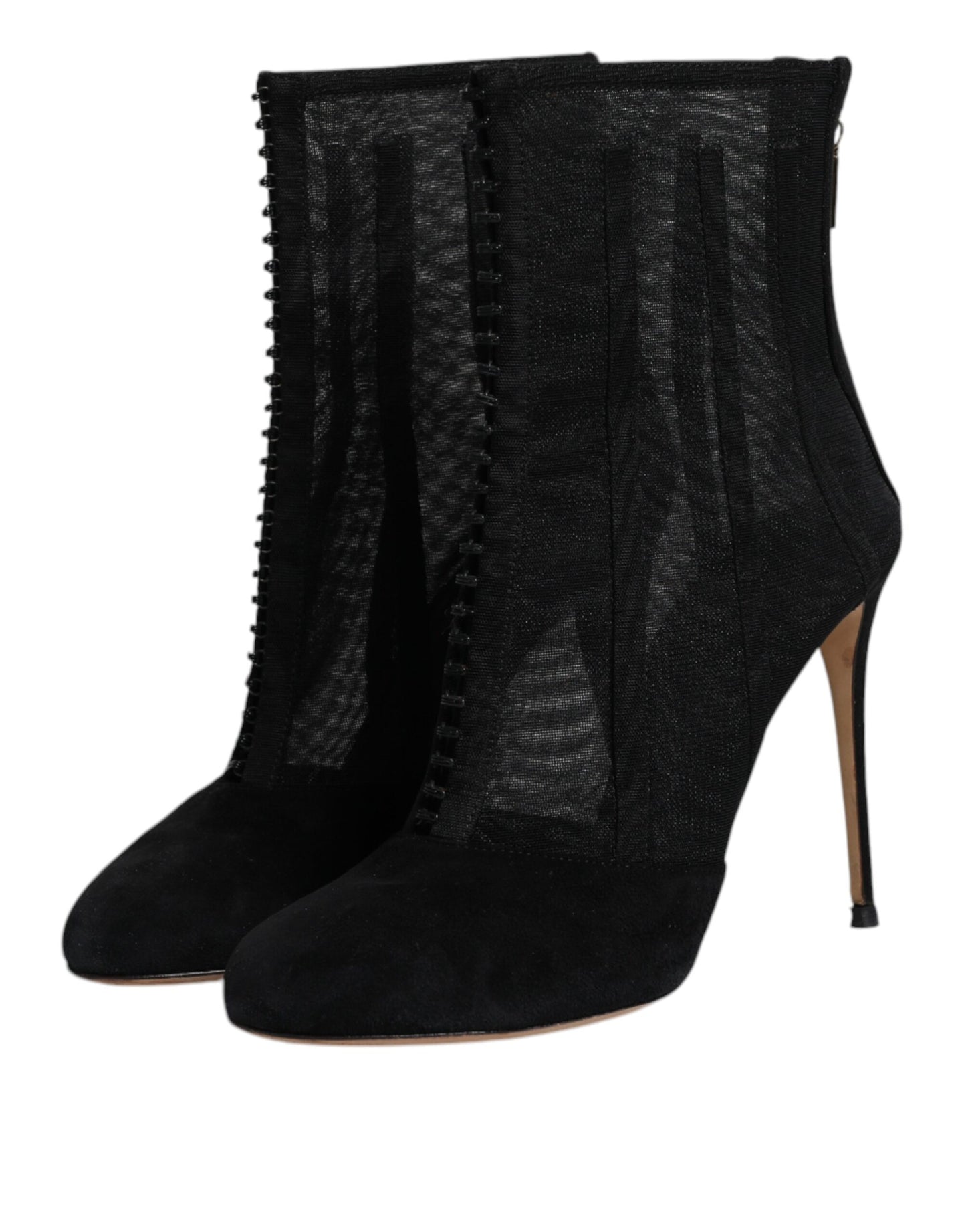 Dolce & Gabbana Black Mesh Stiletto Heels Ankle Boots Shoes