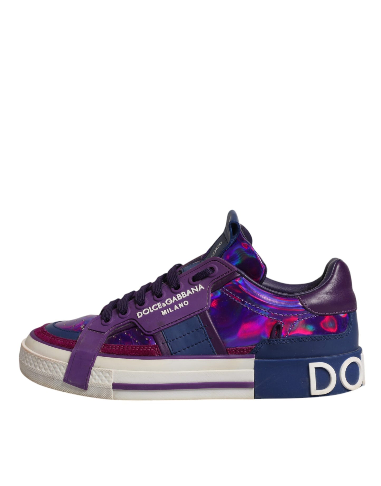 Dolce & Gabbana Purple Leather Low Top Women Sneakers Shoes