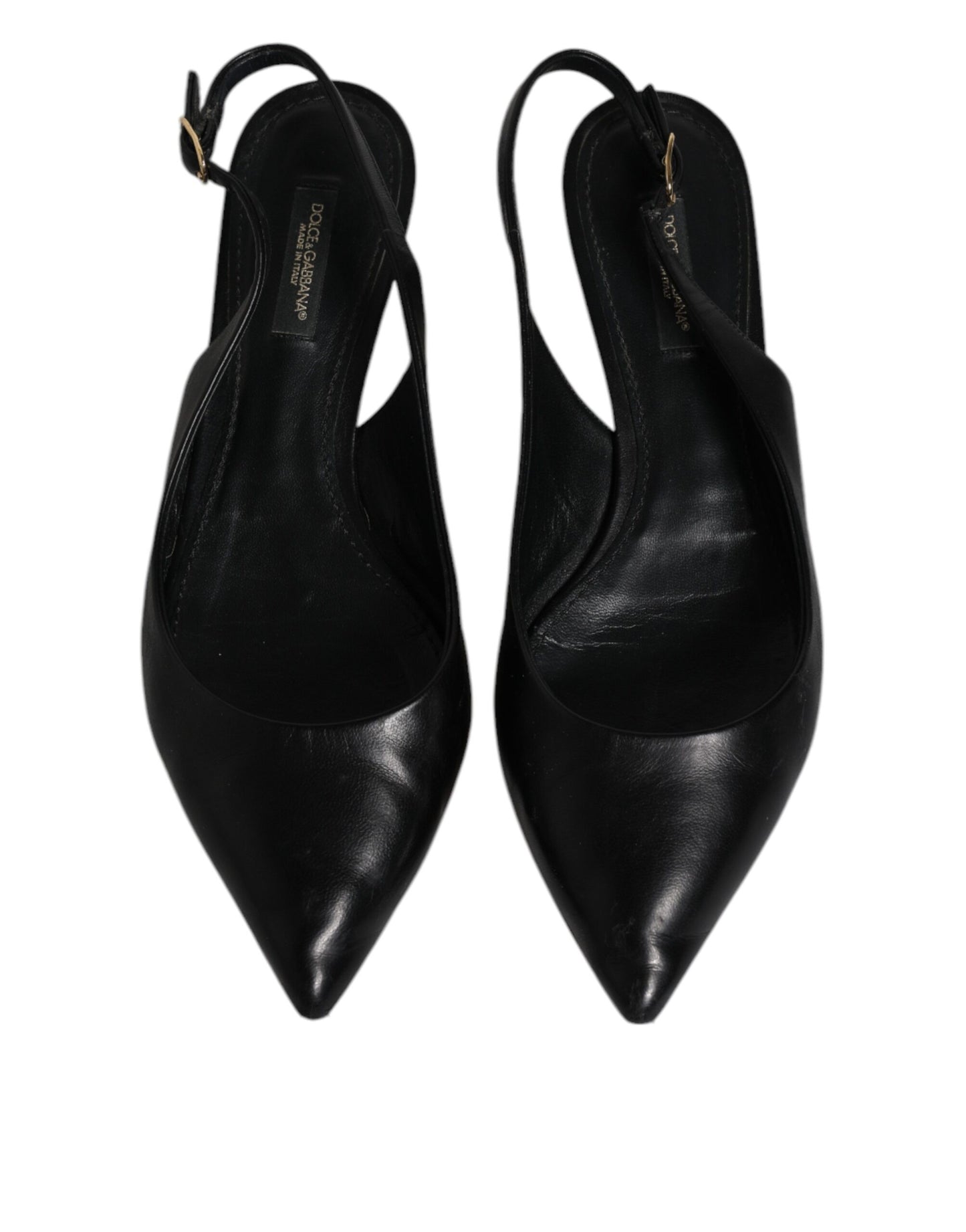 Dolce & Gabbana Black Leather Heels Slingbacks Bellucci Shoes