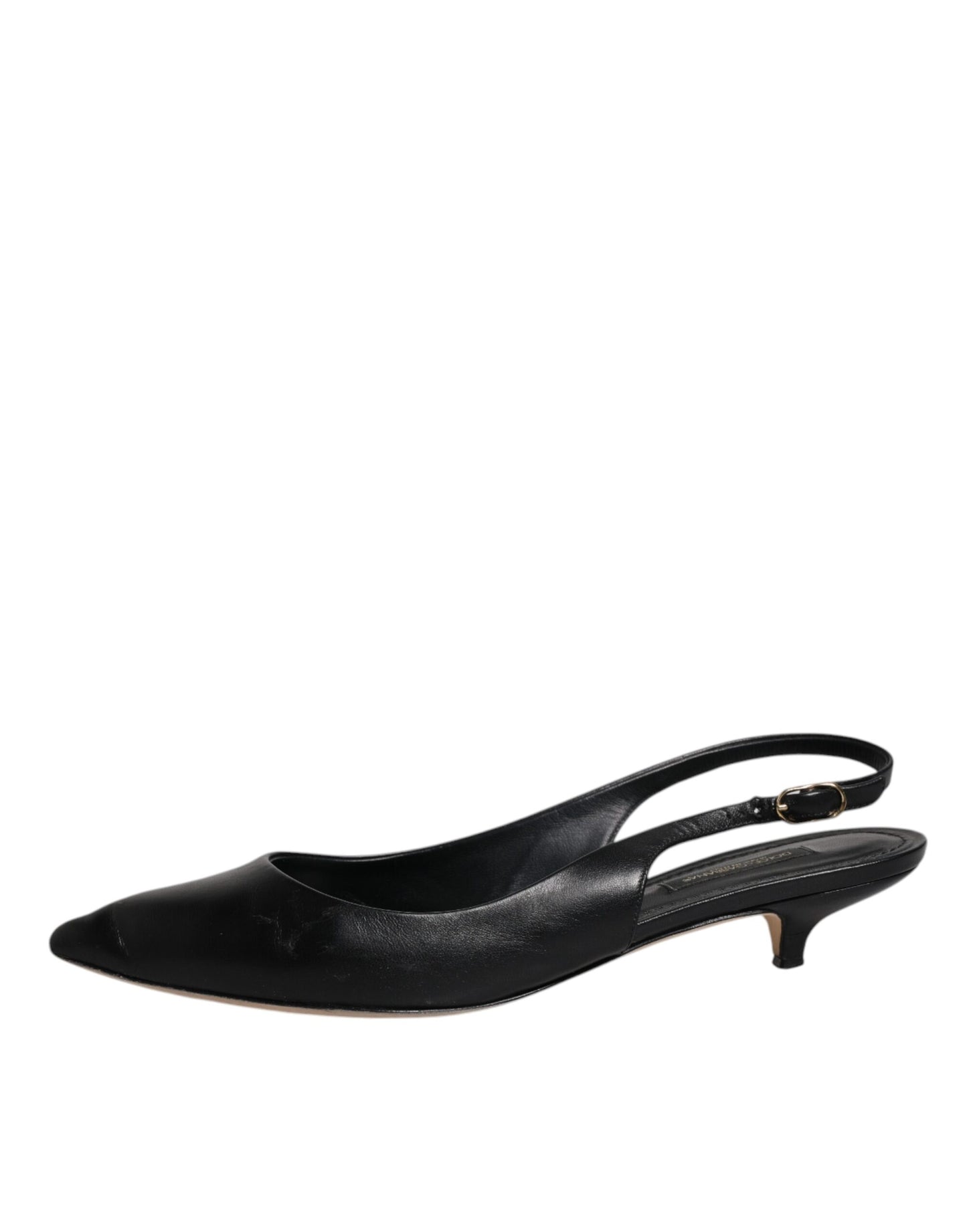 Dolce & Gabbana Black Leather Heels Slingbacks Bellucci Shoes