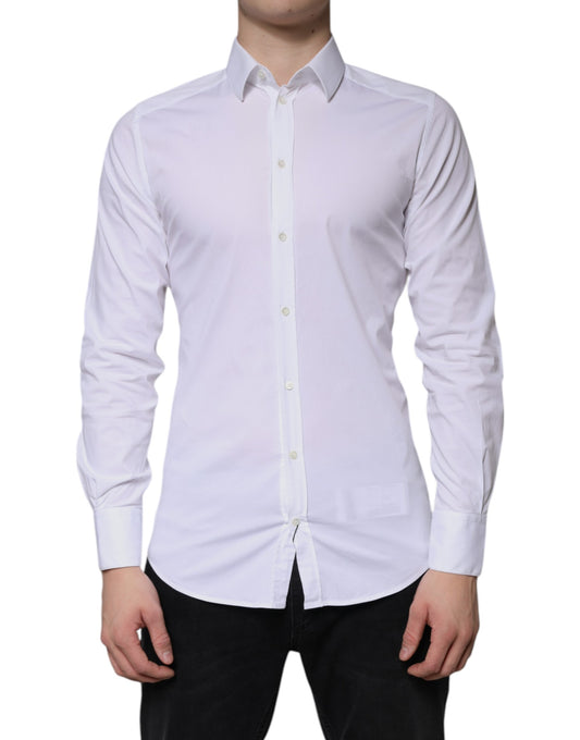 Dolce & Gabbana White Cotton Formal Men GOLD Dress Shirt