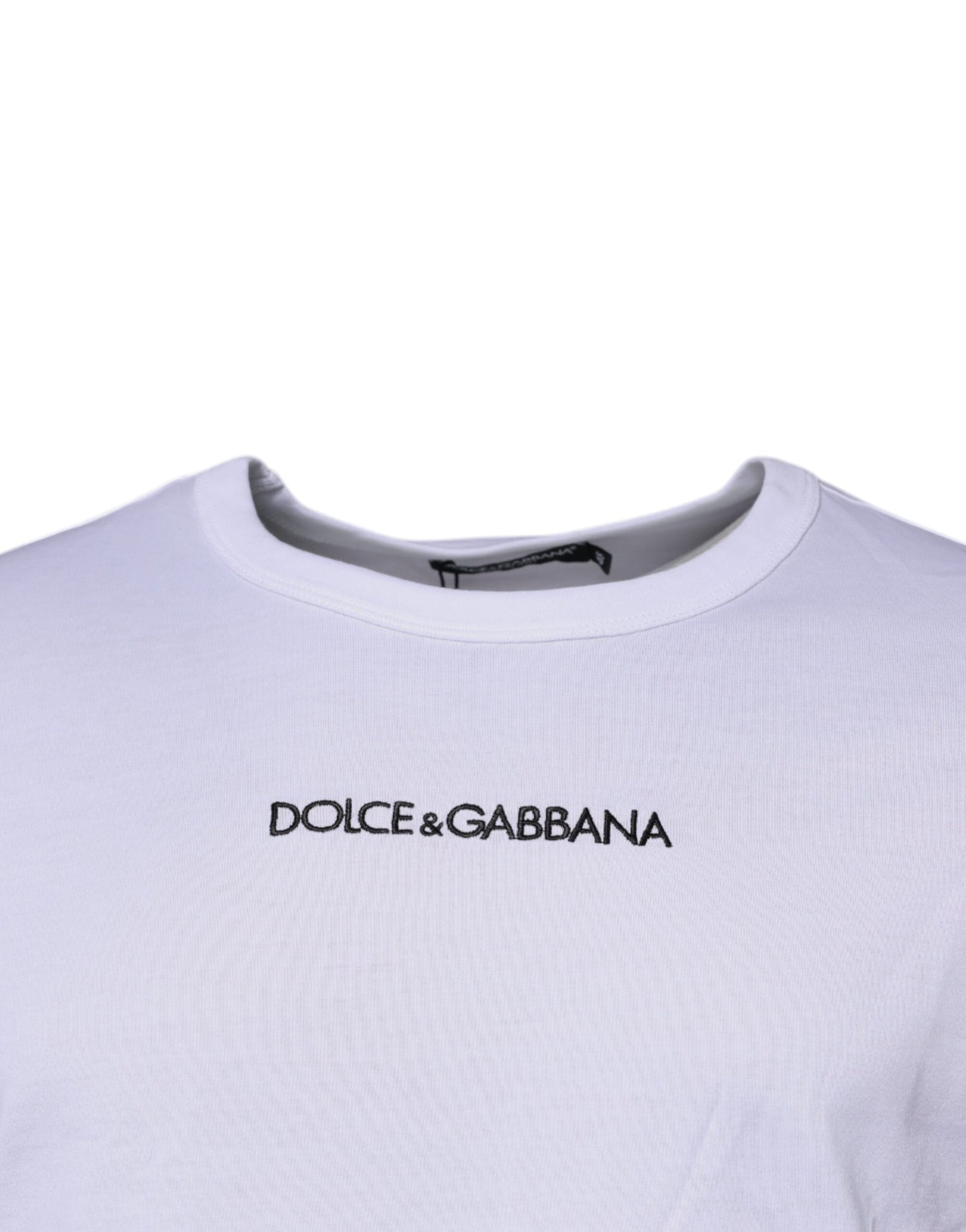 Dolce & Gabbana White Logo Crew Neck Cotton Pullover Sweater