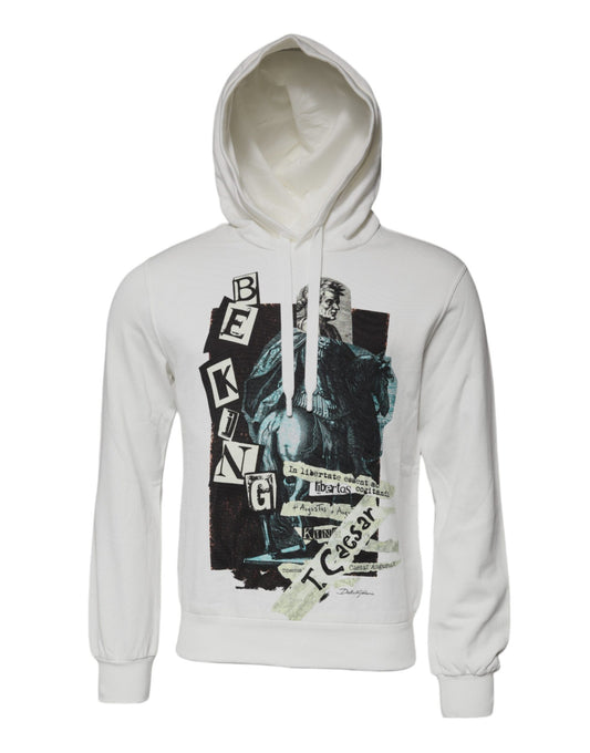 Dolce & Gabbana White Caesar Cotton Hooded Pullover Sweater