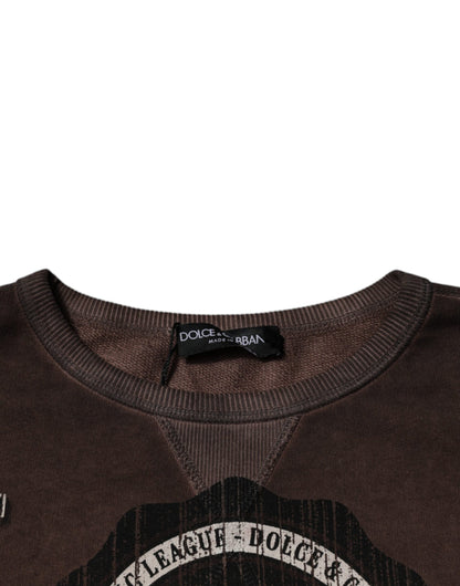 Dolce & Gabbana Brown Logo Print Crew Neck Pullover Sweater